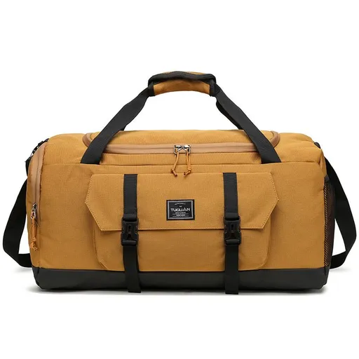 Yellow Dry Wet Separation Gym Bag - Yoga Fitness Travel Duffel - Shoe Compartment