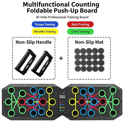 30 Holes Push‑Up Board, Portable Foldable Fitness Equipment for Home Indoor Outdoor, Body Shaping for Men Women, 30 Holes Timing Counting Ordinary Handles, Halloween Daily Exercise Gift
