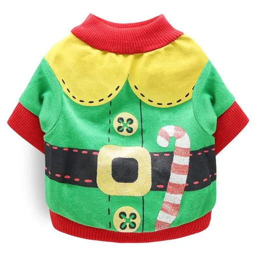 DROOLING DOG Pet Dog Cat Clothes Cotton T Shirt Green with Red Edge (Santa Claus) XS Size: XS; Neck (cm): 20-24; Bust (cm): 28-32; Back length (cm): 18-20; Recommended pet weight (kg): 1.5 - 2.5