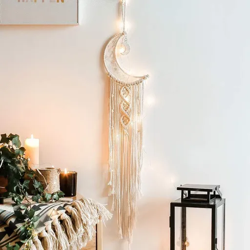 Wall Hanging Home Decor, Moon Off White With Pendant