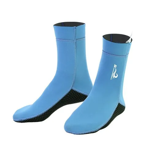 unisex diving socks, 3MM neoprene socks, mid-calf diving socks, hook-and-loop diving socks, water sports socks, diving snorkeling socks, beach volleyball socks, Australia diving gear, neoprene socks for men and women - Cyan - Size XXL