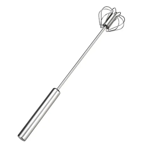 Stainless Steel Semi-Automatic Egg Beater Hand Pressed Kitchen Baking Tool - 10 Inch