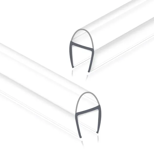 2pc Frameless Shower Door Seal Strip Thick Glass Shower Door Side Seal Strip Bottom Seal Door Sweep Ultra Clear Polycarbonate