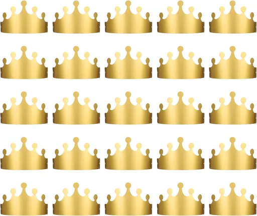 Gold Paper Crowns, 20 Pcs Golden King Crown Paper Crowns for Kids and Adults Foldable Party Crown Hat for Birthday Celebration Baby Shower Photo Props Wedding Anniversary (Matte Finish)