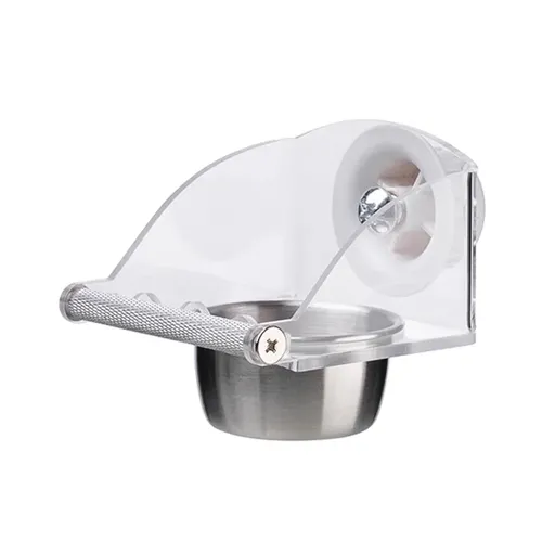 Parrot Stainless Steel Food Bowl Bird Feeder Cage Hanging Dish for Pet Birds - S