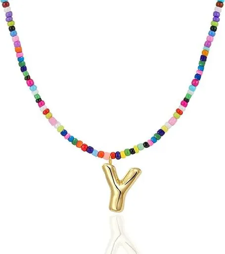 Colorful Initial Necklaces Graduation Gifts for Girls Kids Teens, 6-18 Year Old Girl Birthday Gift Teen Girl Gifts Trendy Stuff Gold Bubble Letter Pendent Necklace Jewelry（Y)