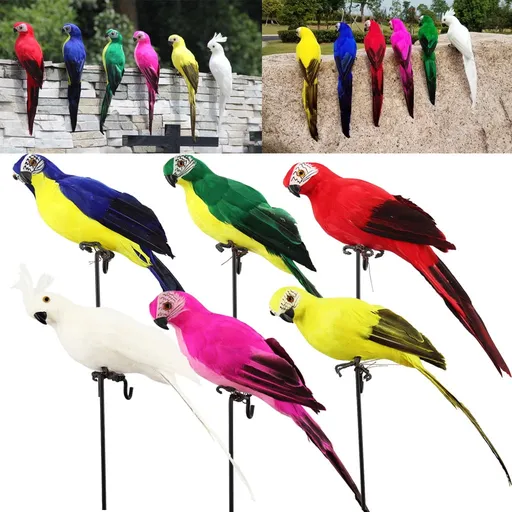 Fake Parrot, 10 x 0.4 Inch Realistic Artificial Birds Model, Fade Birds for Garden Patio Yard Lawns Tropical Tree Wall, Decorative Birds Green