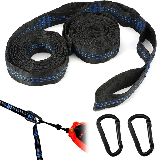 pieces - Hammock straps - 2m - Adjustable hammock straps - Swing suspension straps - tree swing straps - hanging chair hammock straps - hammock - straps - suspension accessories - with carabiner and a storage bag - for camping, garden, outdoors, trav