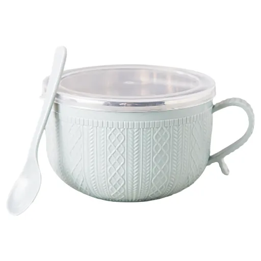 Soup Bowl with Handle, Food‑Grade Microwave Safe Bowl for Cereal and Snacks, Heat‑Resistant, 9.5×14 cm, Green