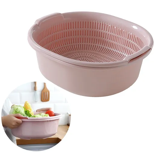 Kitchen Strainer Pink 1Pack 12.6x11.6x4.9in Food-Grade Plastic