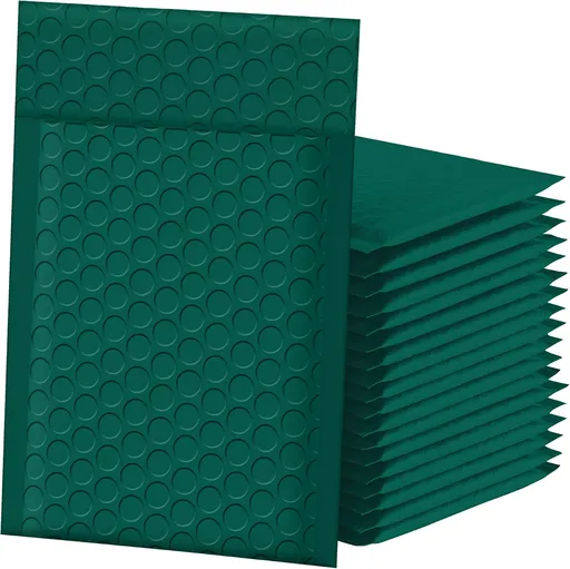 Bubble Mailers 4x8 Inch 50pc Ultramarine Green Shipping Bags, Chic Packaging Bags For Small Business, Colored Padded Mailing Envelopes, Opaque Matte Self Seal Bubble Poly Mailers Bulk #000
