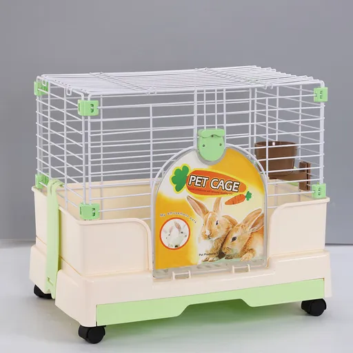 YES4PETS Small Green Pet Rabbit Cage Guinea Pig Crate Kennel With Potty Tray And Wheel