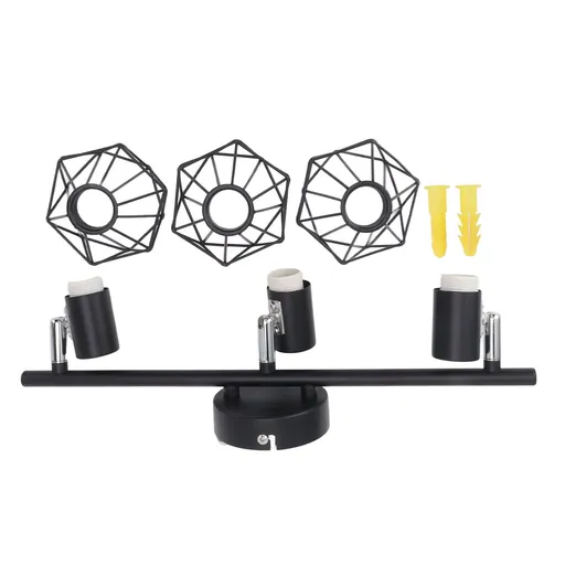 3 Light Track Lighting Kit Rotatable Heads Matte Black Finish Modern Fashionable Ceiling Spotlight 85‑265V