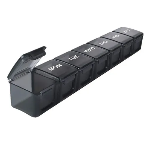 Weekly Pill Organizer,Large 7 Day Pill Case,Daily Vitamin Case Medicine Box,Pill Containers for Medicine Supplements（Black）