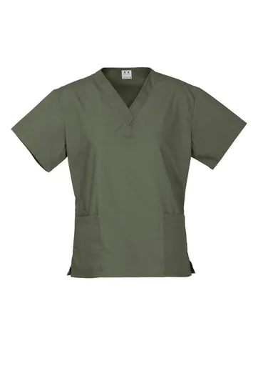 Premium Womens V-Neck Scrubs Top Ladies Hospital Dentist Nurse Uniform - Sage