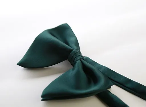 Men Bow Tie Solid Color Black Polyester Dark green
