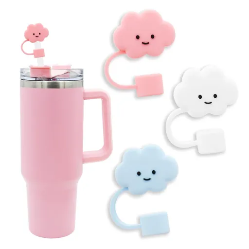 Flower Straw Cover Cap for Silicone Straw Topper Compatible with Tumbler with Handle,Straw Tip Covers Straw Tip Covers (3pcs cloud)