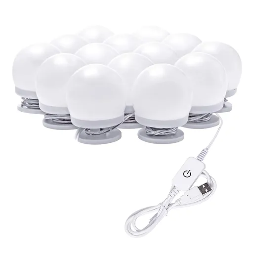 Hollywood LED Vanity Mirror Lights Kit, Dimmable Stick on USB Vanity Lights,Makeup Light Strip for for Bedroom, Dressing Room, Wedding, Party illuminating, CRI>90 (4000K Natural White 14 Bulbs 5V USB)