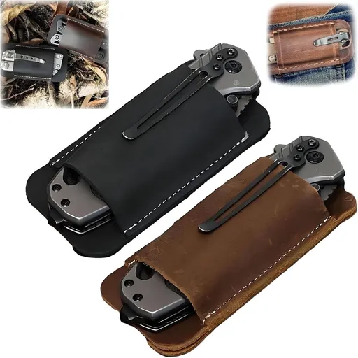 Retro Belt Carrying Leather Knife Scabbard Horizontally, Handmade Holster, Horizontal Carry Leather Sheath for Belt, Pocket Organizer for Men