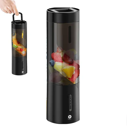 Portable Blender - Blender - Mini Blender - On-the-Go Blender - Mini Juicer - Smoothie Maker - 450 ml - For milkshakes and smoothies, 6-blade mini blender, mini blender, magnetic charger - Black