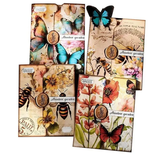 80 Sheets Vintage Butterfly Honeybee Flowers Garden Scrapbook Paper - Aesthetic Junk Journals Decorative Paper
