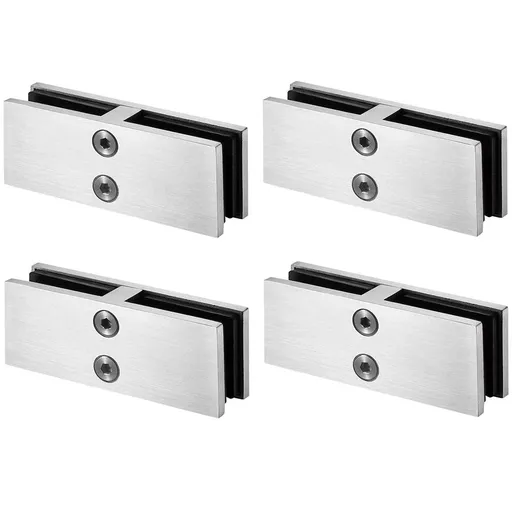 Railing Glass to Glass Clamp, Stainless Steel 304 Bracket for Glass Balustrade Railing Pool Fence (4 Pieces 180°)
