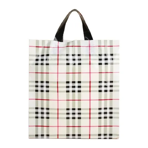 50x Reusable Plastic Tote Bag Eco Friendly Shopping Bags Durable Large Capacity - Red-Black 42*35*8cm
