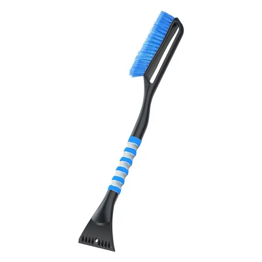27" Car Snow Brush and Ice Scraper – 2-in-1 Detachable Car Windshield Winter Clearing Tool with Soft Foam Grip & Paint-Safe Scraping Chutes for Cars, Trucks, SUVs (Heavy Duty ABS, Thickened Nylon Brush, Blue)