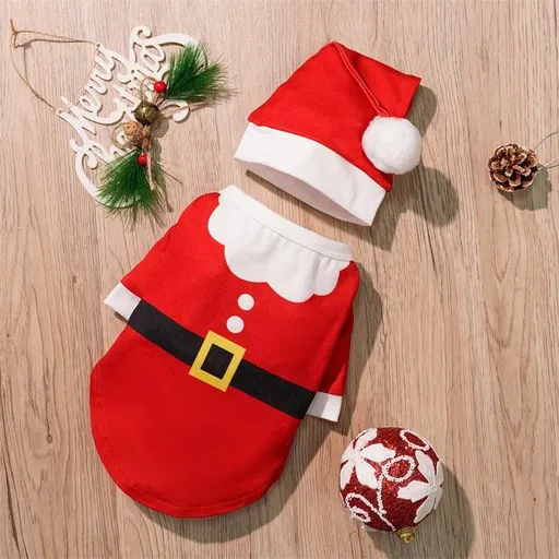 Christmas Pet Clothes Dog Cat Winter Cotton Red Christmas suit 2XL