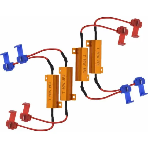 4 pcs 50W 8 Ohm LED Load Resistors Headlight Load Resistor Fog Light Decoder LED Turn Signal Resistor Decoder Wire (Fix
