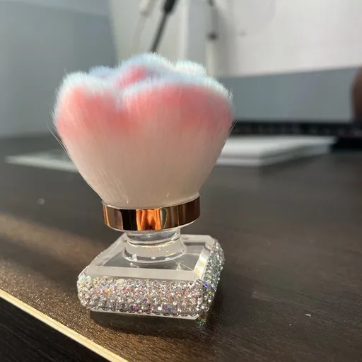 Multifunctional Diamond-Studded Nail Dust Brush and Makeup Powder Brush with Soft Synthetic Bristles for Nail Art Cleaning, Desktop Dusting, and Portable Cosmetic Application (White)