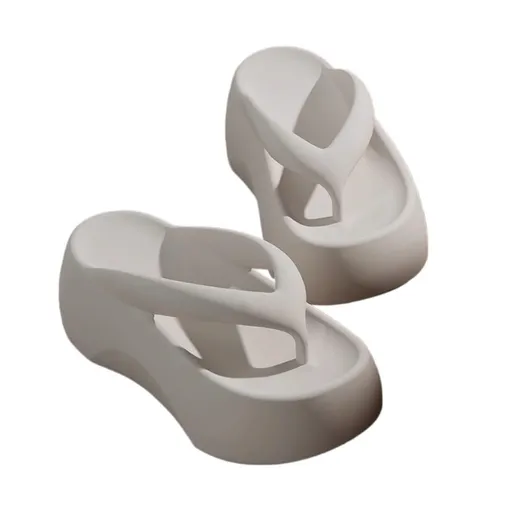 Sandals, 7CM Thick Sole Height-Increasing Flip Flops for Women, Summer Comfort Sandals for Beach & Outdoor Wear Flip Flops for Women - White - Size 7
