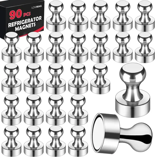 90Pcs Refrigerator Magnets - Strong Neodymium Fridge for Whiteboard, Metal Push Pin Magnets, Ideal Kitchen, Office, School