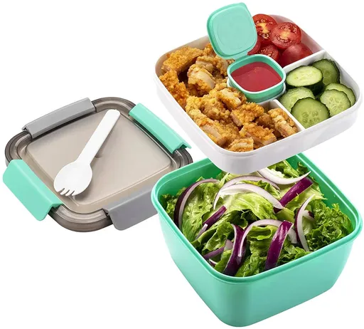 Lunch Box Compartmentalized 1500 ml 17.4 x 17.4 x 9.6 cm BPA Free Leakproof Microwave Safe Vegetables