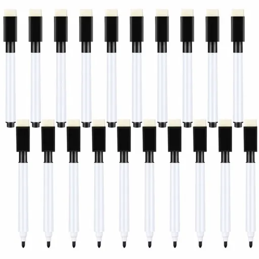 Whiteboard Markers (20-pack) - Small Whiteboard Markers - Black Whiteboard Markers - Fine Whiteboard Markers - Erasable Tip - Children's Whiteboard Markers - Fine Tip - Black