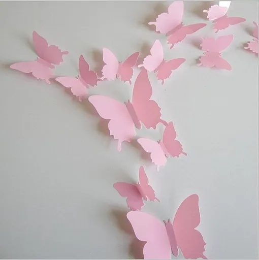 Solid pink 3D butterflies