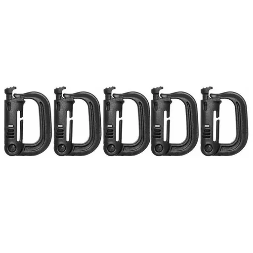 2/5pcs Outdoor D-ring Buckle for Backpack Mountaineering Hiking Camping Clip - 5pcs-Black