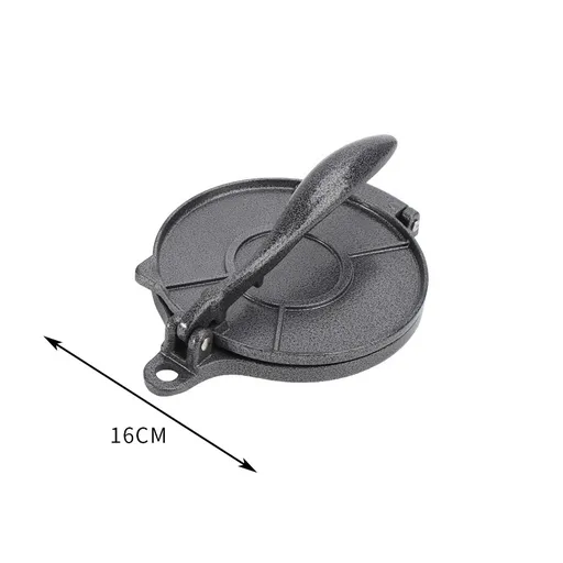 Black Manual Dough Press – Aluminum Alloy Cake & Tortilla Press for Homemade Baking and Cooking(16cm)