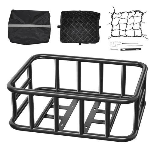 Rear Bike Basket Large Bicycle Basket with Cargo Net Rainproof Cover Liner