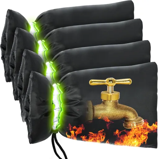 Outdoor Faucet Cover for Winter - 4 Packs 7.09''W x 10.24''H Water Socks Freeze Protection Pipe Insulation Reusable Waterproof Insulated Spigot Backflow Cover