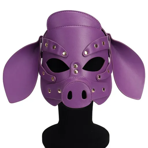 House Of Dasein Pig Head Mask Party Role Play Sexy Toy Supplies Bdsm Fetish Adult Costume - Purple
