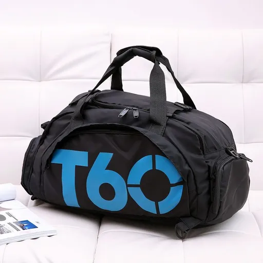 Travel Duffel Bag T60 Duffel Durable Travel Bag Stylish Gym Bag Weekend Bag - Black and blue - Size 45-25-23CM