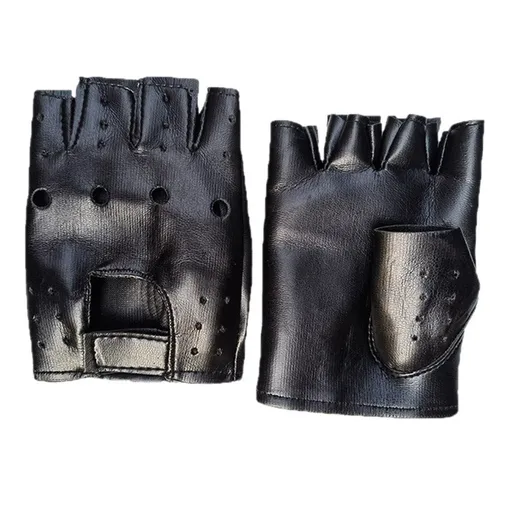 Mens PVC Driving Gloves Half Finger Motorcycle Unlined Gloves, Gloves Steampunk Gothic Half Finger (black)