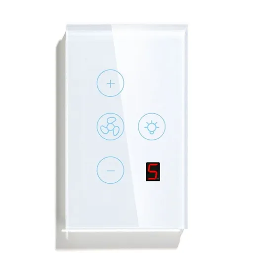 Tuya Zigbee Smart Fan Light Switch US Network Connection APP Control / Assistant Voice Control White