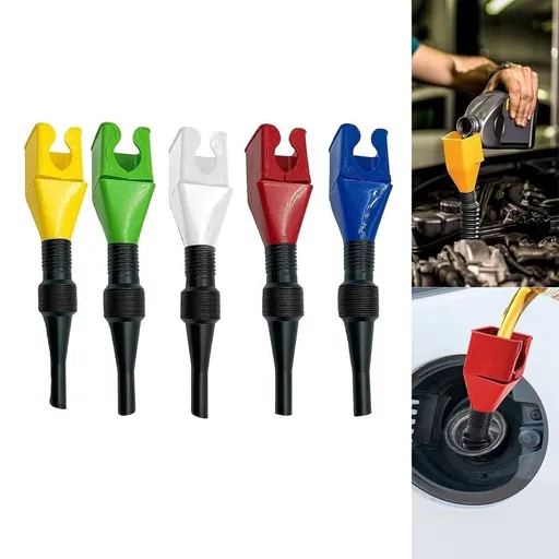 Retractable Auto Fuel Funnel, Plastic Flexible Fuel Funnel for Cars and Motorcycles, Universal Flexible (5pcs)
