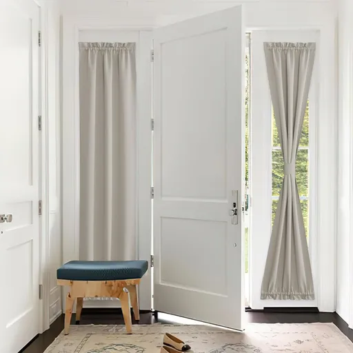 Cream Insulated Door Curtain Spefrowx, Rod Pocket French Curtain Window Treatment for Sliding Door with Adjustable Tieback Elegant Home Decoration, 25 x 72 inches, 1 Panel