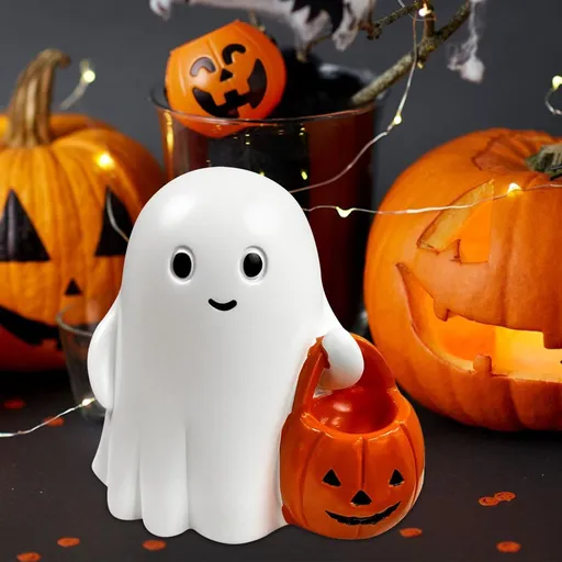 Halloween Ghost Figurine - Pumpkin Ghost, Spooky & Cute Ghost Statue for Home for Gift Party Decor Ghosts Halloween Decorations