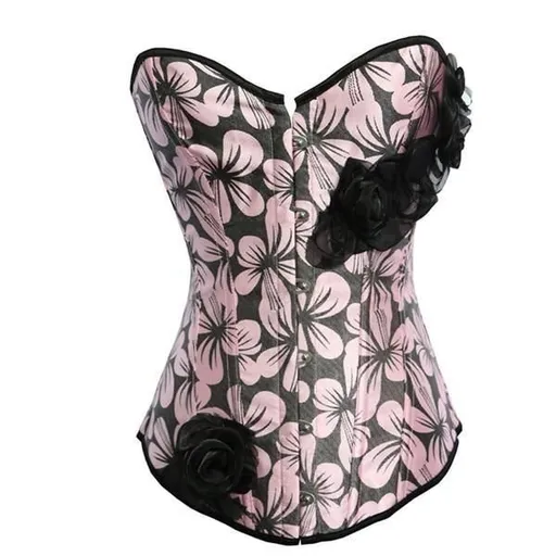 House Of Dasein Floral Over Bust Corset Erotic Lingerie Kink Bdsm Fetish - Pink - Xxl
