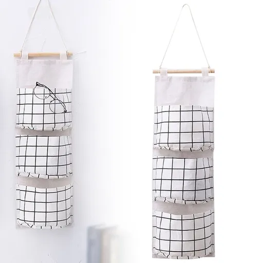 3pcs Wall Mounted Storage Bag Door Organizer Bedroom Wall Shelves Room Storage Hanging Organizer