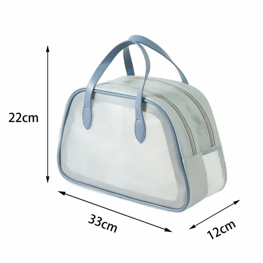 Trapezoidal Waterproof Travel Cosmetic Bag Large Blue Trapezoidal dry and wet separation bag—blue large size